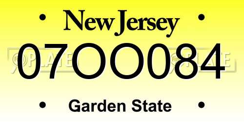 07OO084 New Jersey License Plate