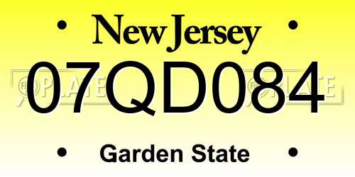 07QD084 New Jersey License Plate