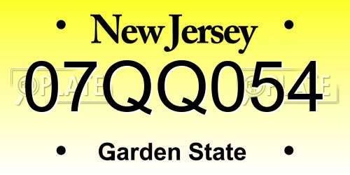 07QQ054 New Jersey License Plate