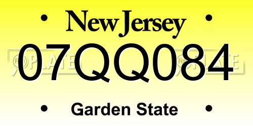 07QQ084 New Jersey License Plate