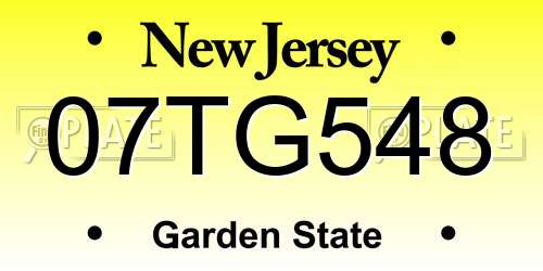 07TG548 New Jersey License Plate