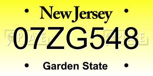 07ZG548 New Jersey License Plate