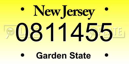 0811455 New Jersey License Plate