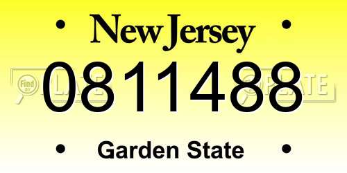 0811488 New Jersey License Plate