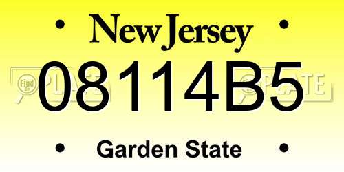 08114B5 New Jersey License Plate