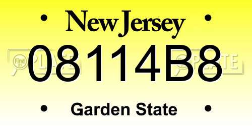 08114B8 New Jersey License Plate