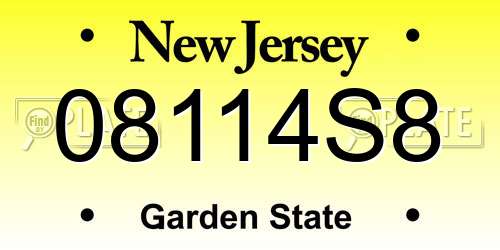 08114S8 New Jersey License Plate