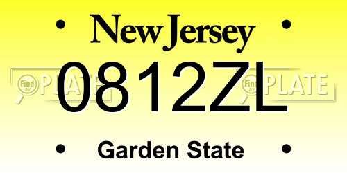 0812ZL New Jersey License Plate