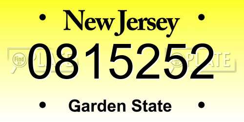 0815252 New Jersey License Plate