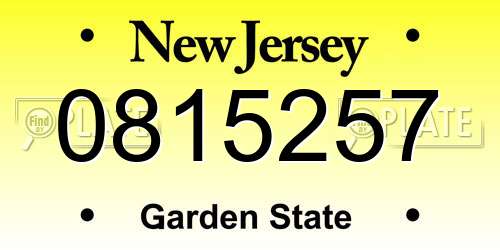 0815257 New Jersey License Plate