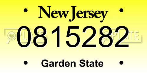 0815282 New Jersey License Plate