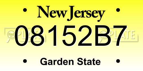 08152B7 New Jersey License Plate
