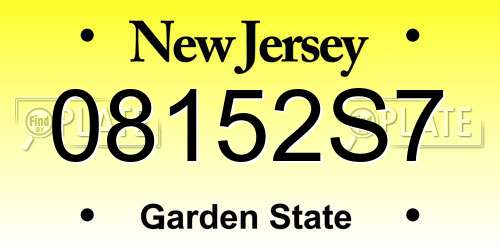 08152S7 New Jersey License Plate