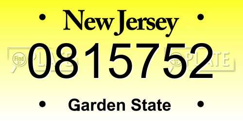 0815752 New Jersey License Plate