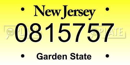 0815757 New Jersey License Plate