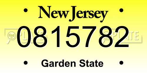 0815782 New Jersey License Plate