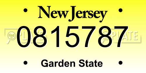 0815787 New Jersey License Plate