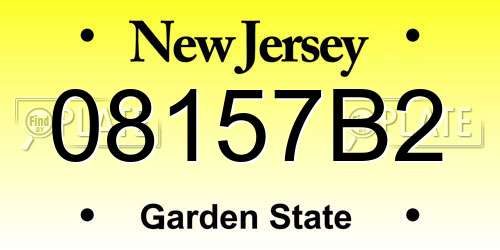 08157B2 New Jersey License Plate