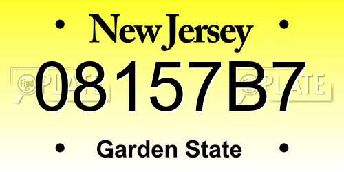 08157B7 New Jersey License Plate