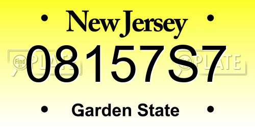 08157S7 New Jersey License Plate
