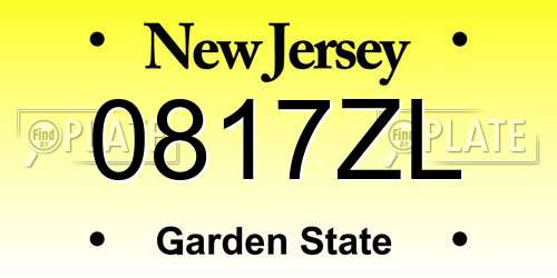0817ZL New Jersey License Plate
