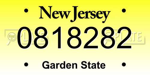 0818282 New Jersey License Plate