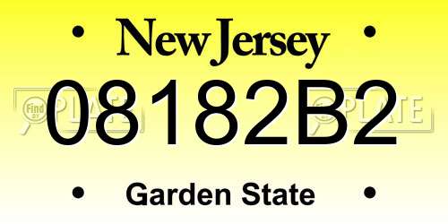 08182B2 New Jersey License Plate