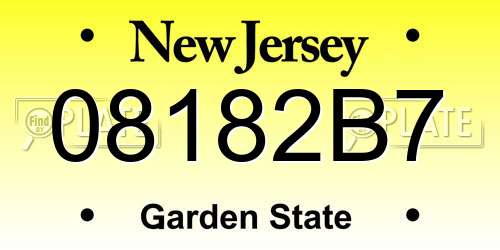 08182B7 New Jersey License Plate