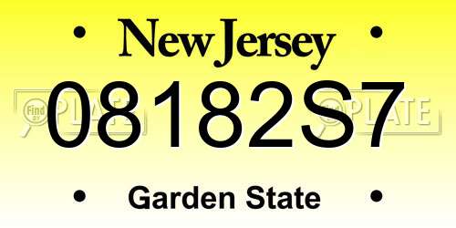 08182S7 New Jersey License Plate