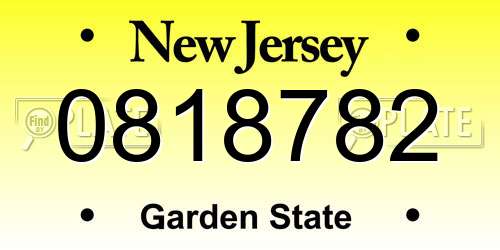 0818782 New Jersey License Plate