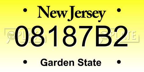 08187B2 New Jersey License Plate