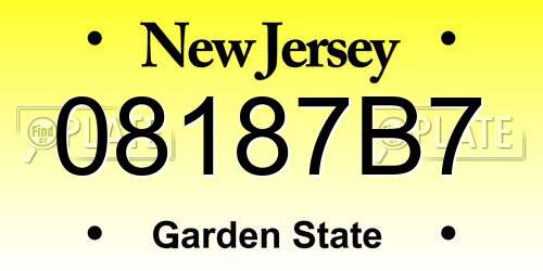 08187B7 New Jersey License Plate