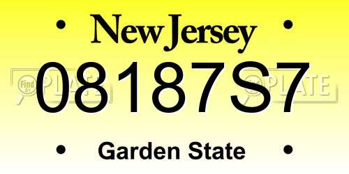 08187S7 New Jersey License Plate
