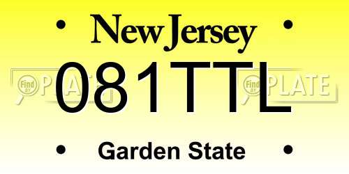 081TTL New Jersey License Plate
