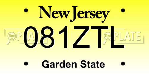 081ZTL New Jersey License Plate