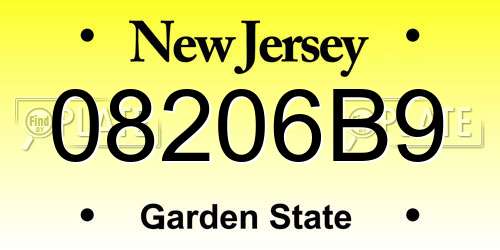 08206B9 New Jersey License Plate