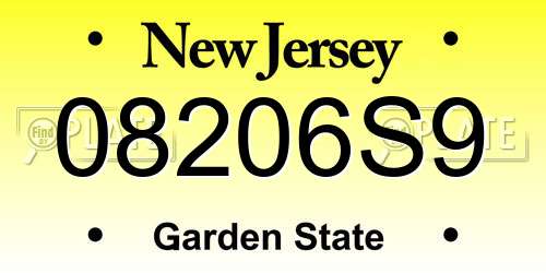 08206S9 New Jersey License Plate