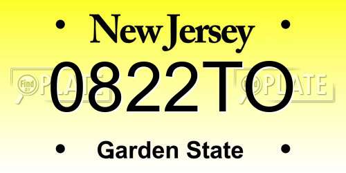 0822TO New Jersey License Plate