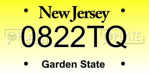 0822TQ New Jersey License Plate