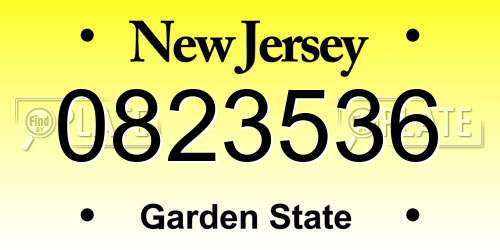 0823536 New Jersey License Plate