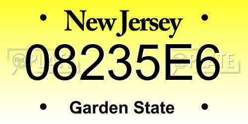 08235E6 New Jersey License Plate