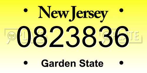 0823836 New Jersey License Plate