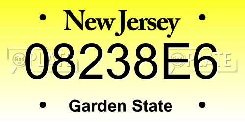 08238E6 New Jersey License Plate