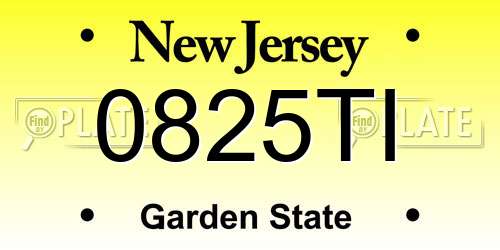 0825TI New Jersey License Plate