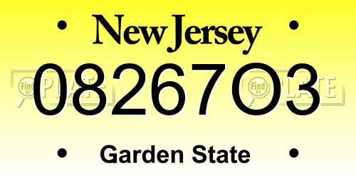 08267O3 New Jersey License Plate