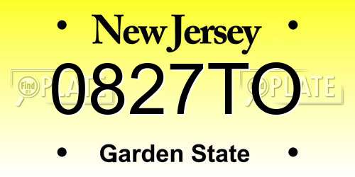 0827TO New Jersey License Plate