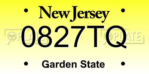 0827TQ New Jersey License Plate