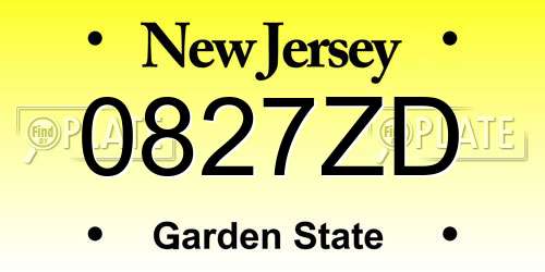 0827ZD New Jersey License Plate