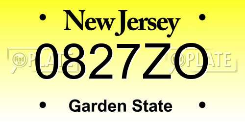 0827ZO New Jersey License Plate