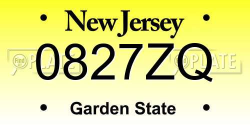 0827ZQ New Jersey License Plate